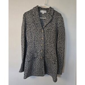 St. John Blazer Leopard Animal Print by Marie Gray Womens 6 Gray Black